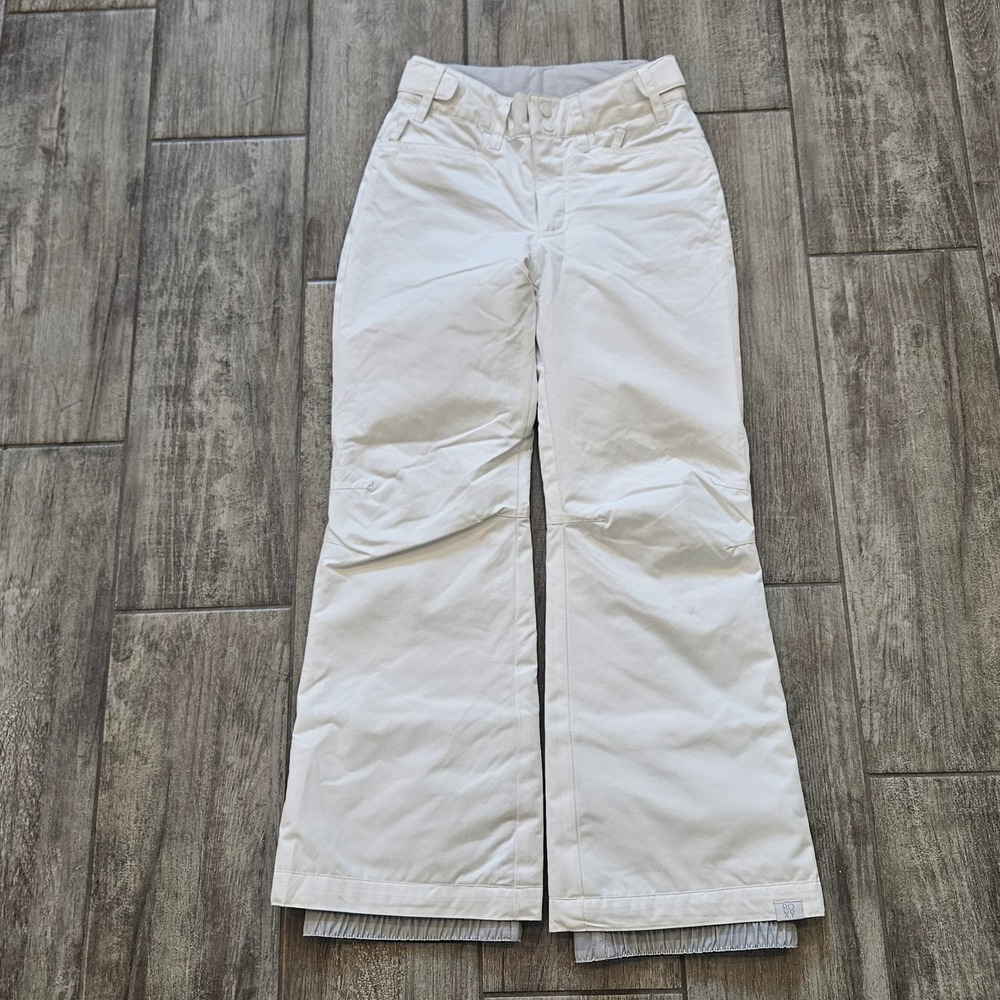 Roxy Snow Pants Girl Size‎ 12 White DryFlight 10K Waterproof Insulated Ski Pants